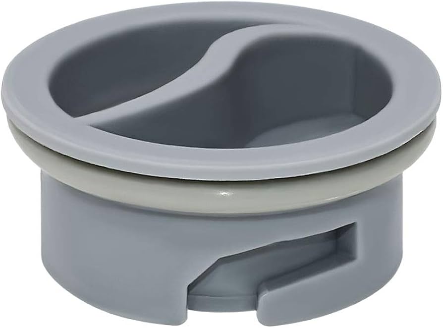 A close-up photo of a dishwasher door with the rinse aid dispenser cap open, showing the reservoir opening