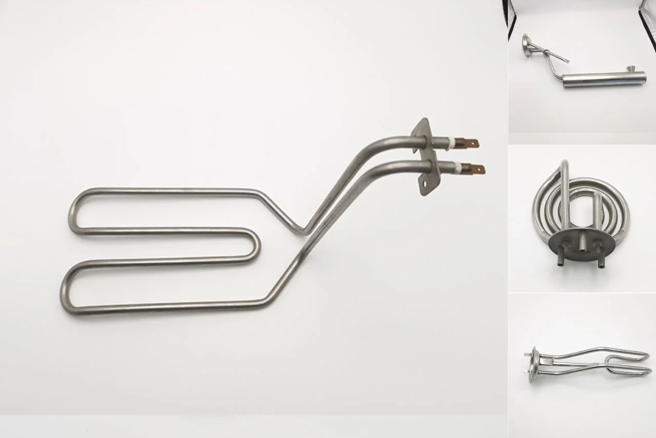 A close-up real photo of an electric oven bake element with a visible blistered spot and discoloration