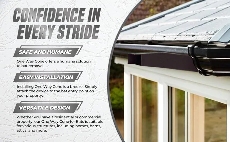 A one-way bat exclusion tube attached over a gable vent on a house, secured for weather resistance at dusk, real-life home maintenance photo