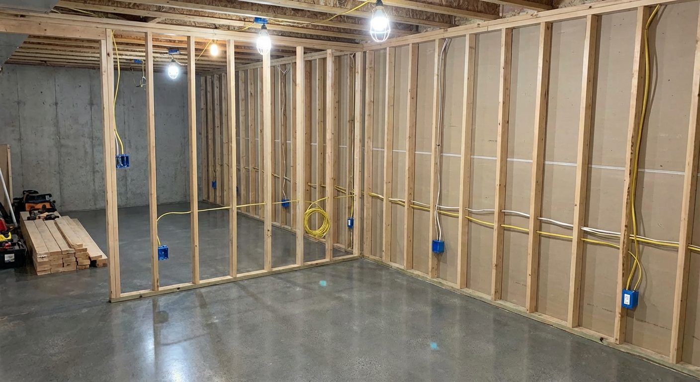 Turn an Unfinished Basement Into a Cozy Family Room