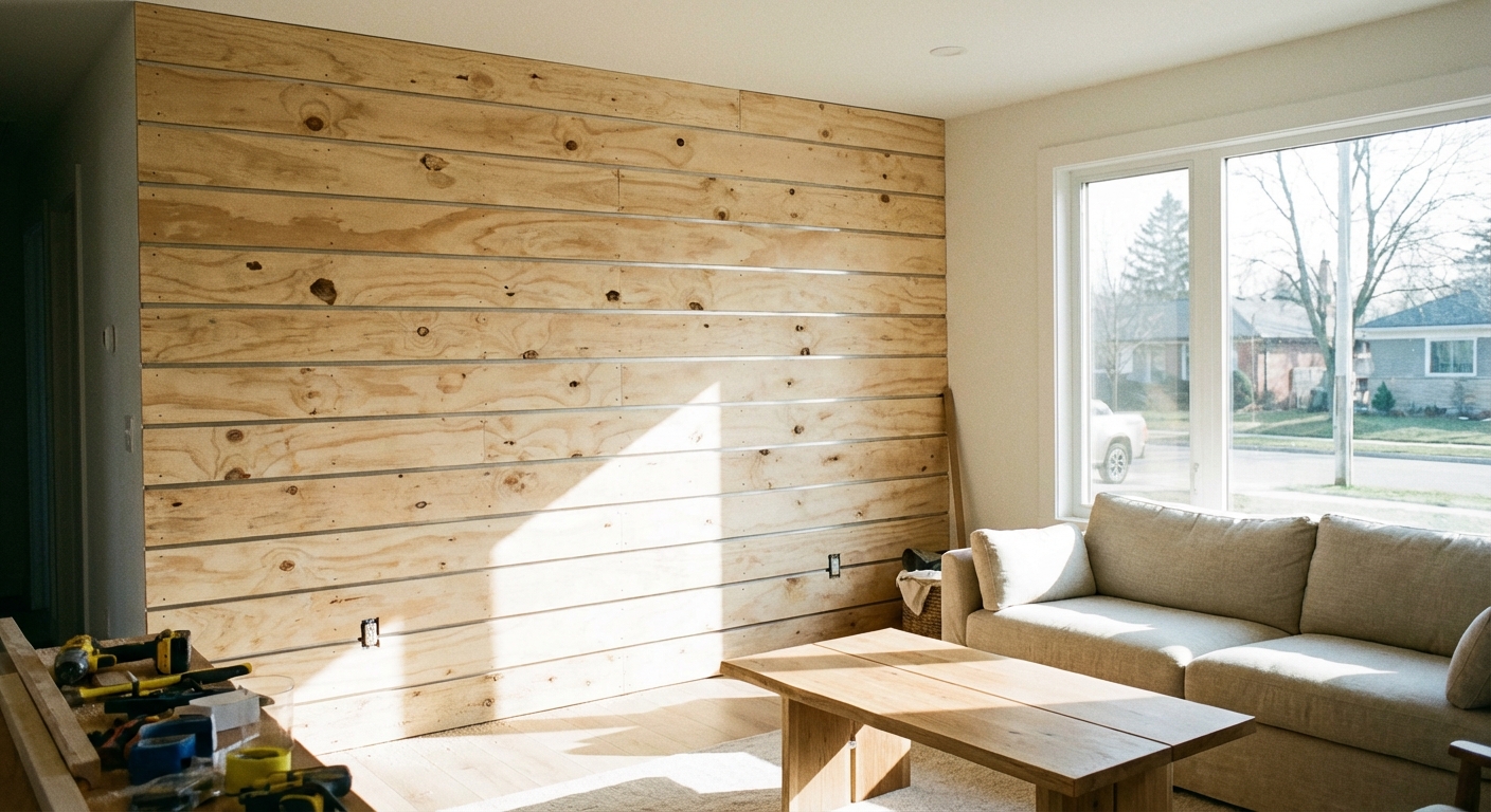 Budget Faux Shiplap Accent Wall