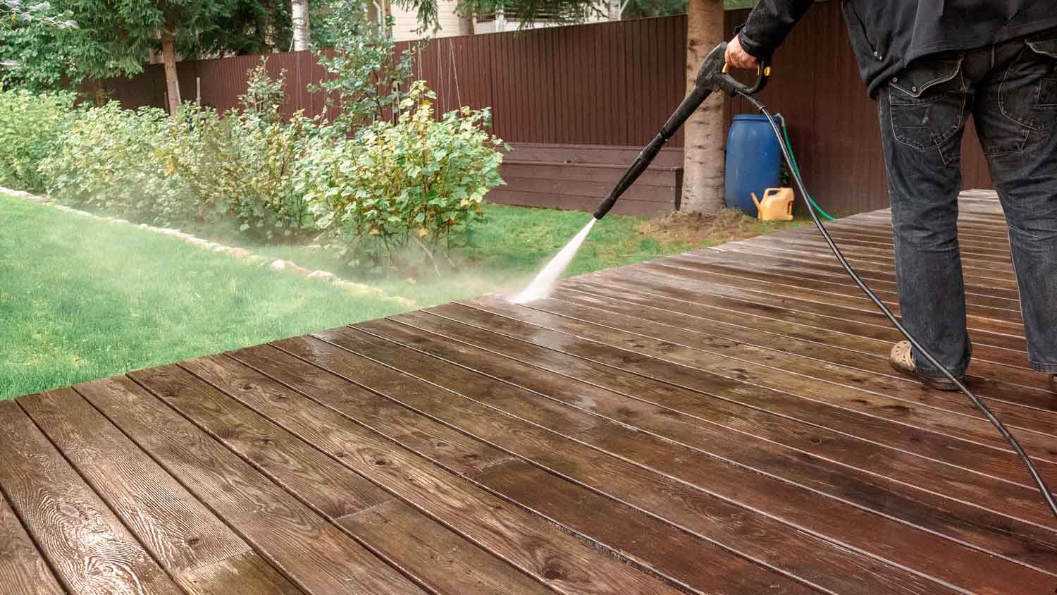 Power Wash and Restain a Wood Deck